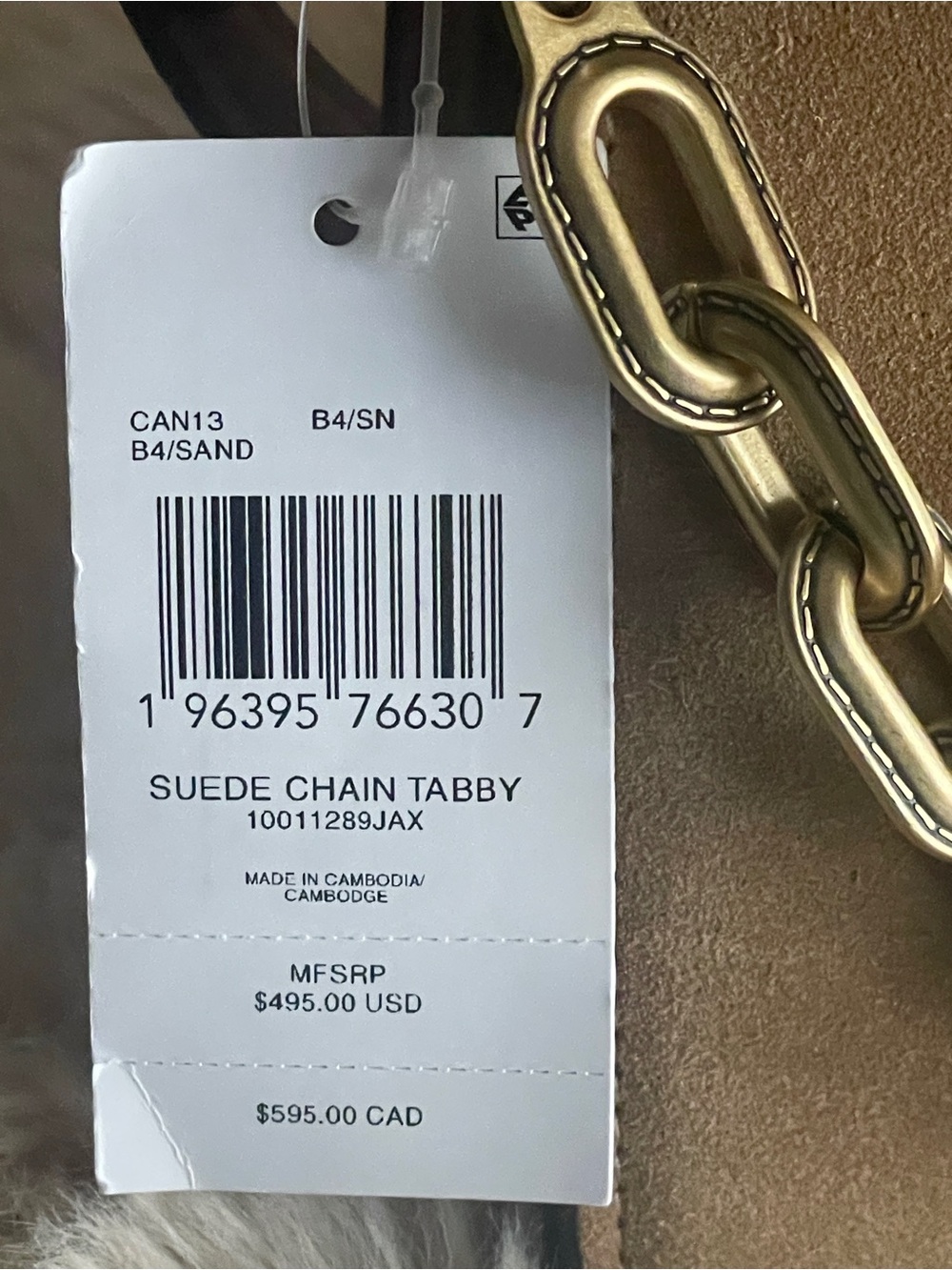 NWT Coach Suede Chain Tabby Shoulder Bag in Sand - Picture 14 of 17